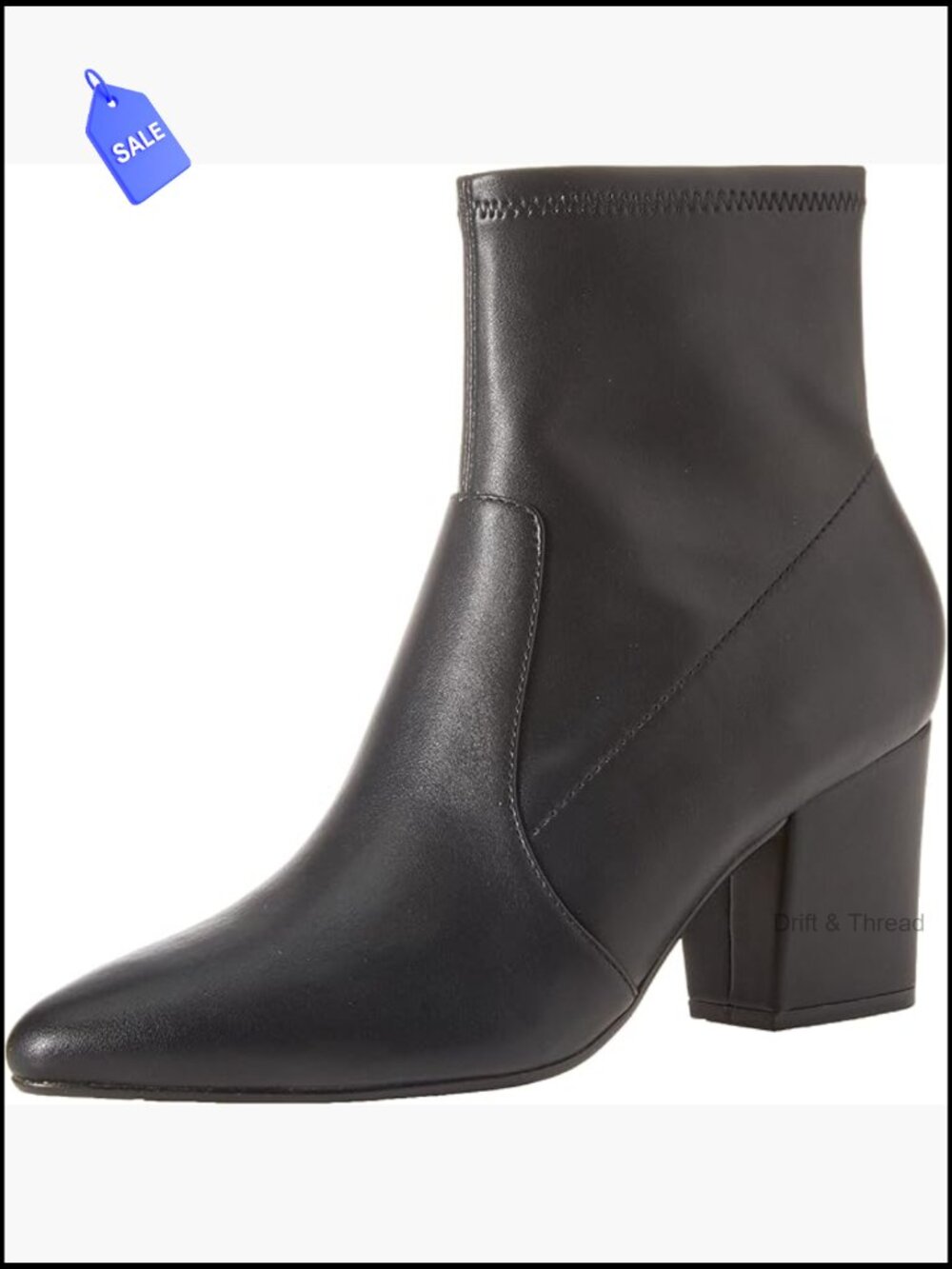 Fitted Stretch Ankle Boots with Block Heel, Almond Toe, Pull-On Style
